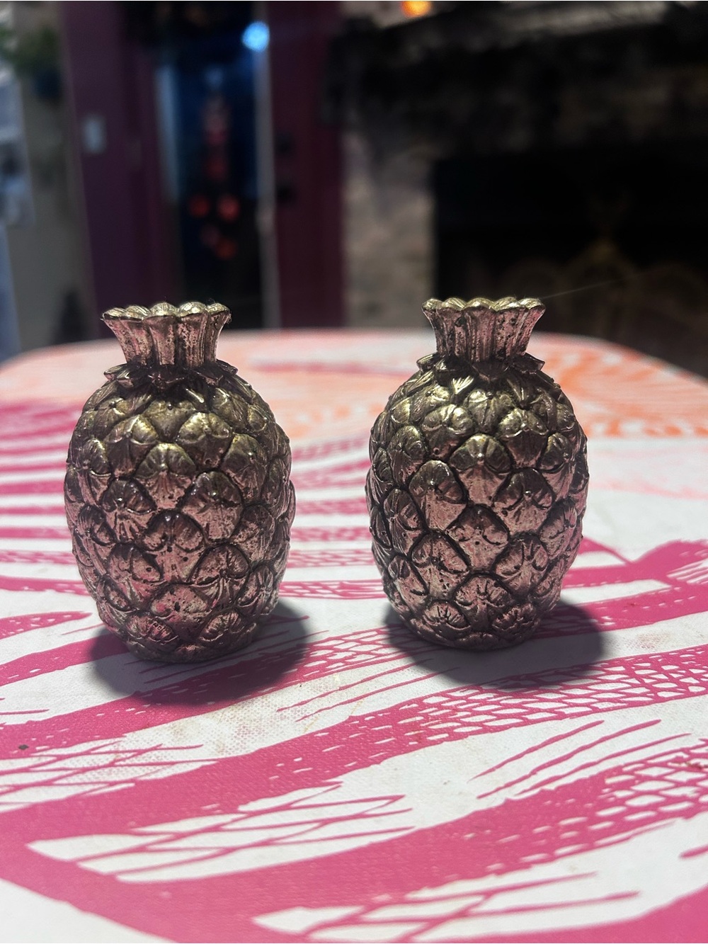Silver vintage Pineapple salt and pepper shakers